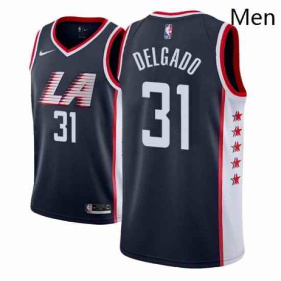 Men NBA 2018 19 Los Angeles Clippers 31 Angel Delgado City Edition Navy Jersey